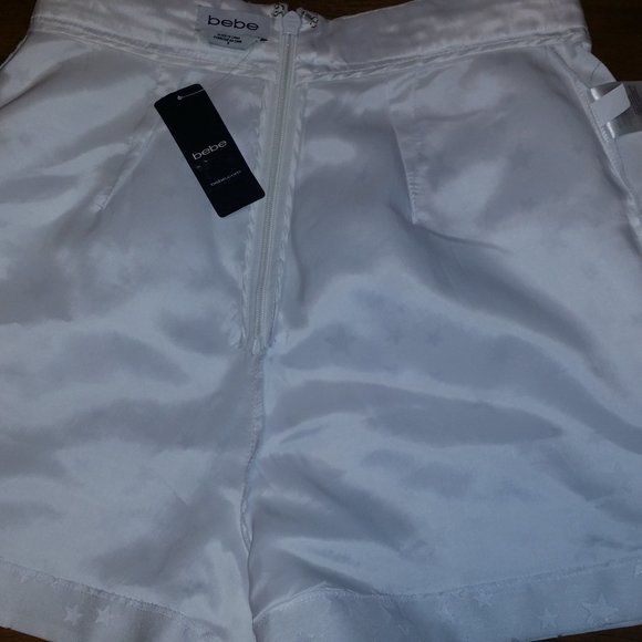 BEBE WOMEN'S 00 ZERO SHORTS WHITE STARS - Picture 7 of 7